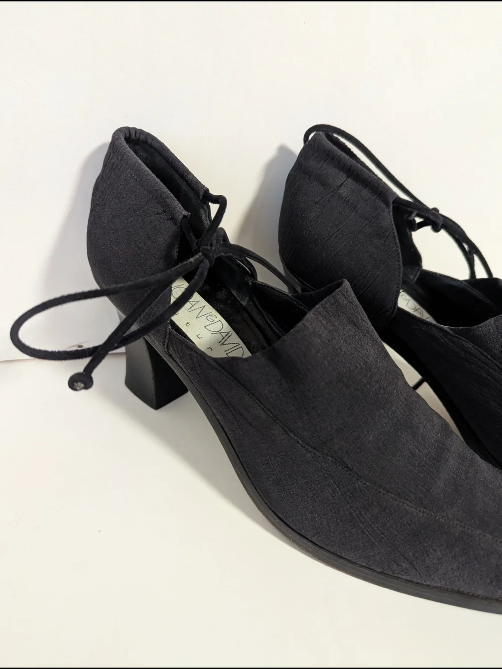Joan & David Black Lace-Up Block Heel Pumps